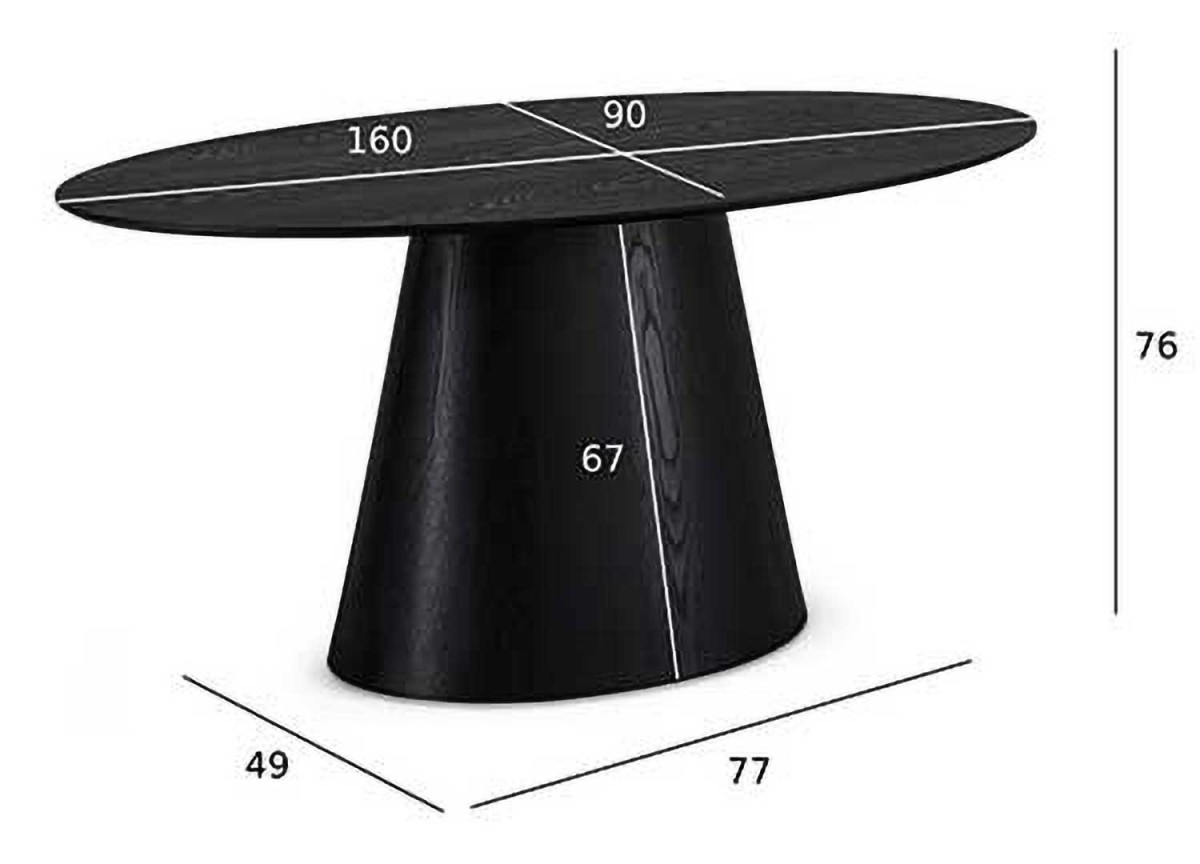 Table salle à manger ovale 160 cm Chêne noir