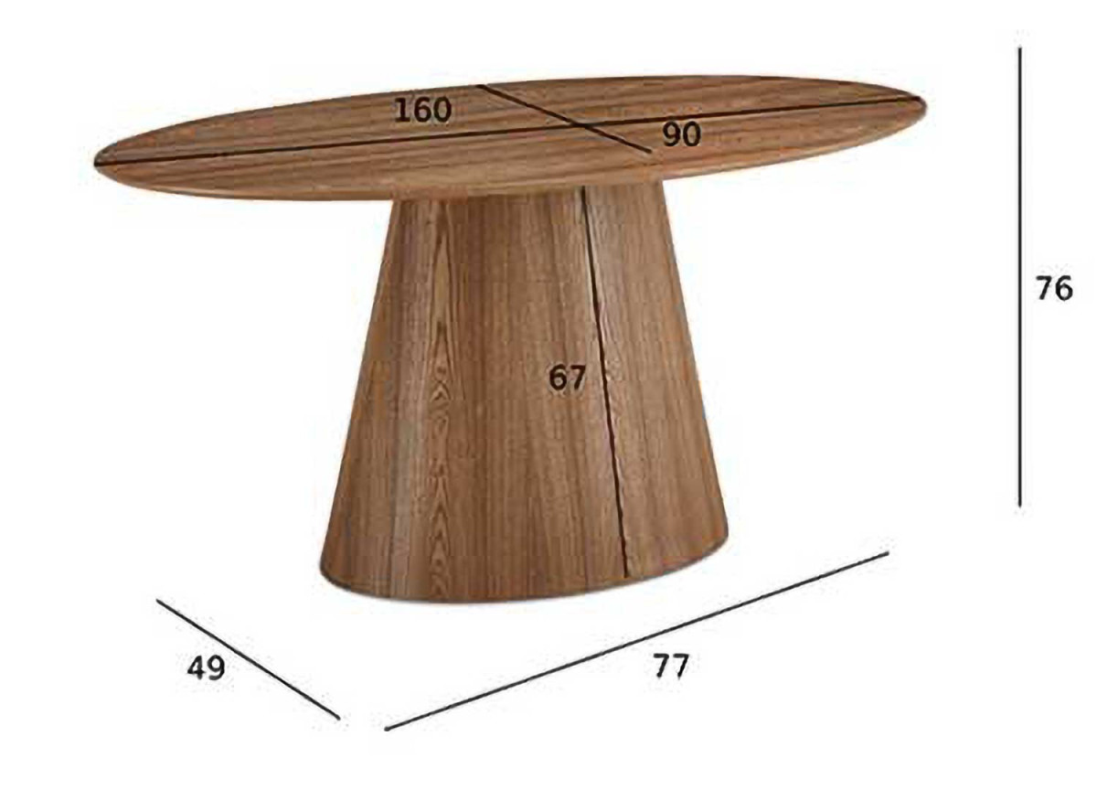 Table salle à manger ovale 160 cm Chêne