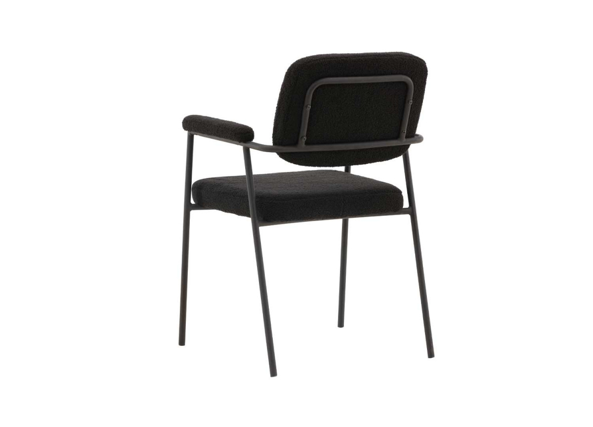 Chaises en métal et tissu bouclé noir