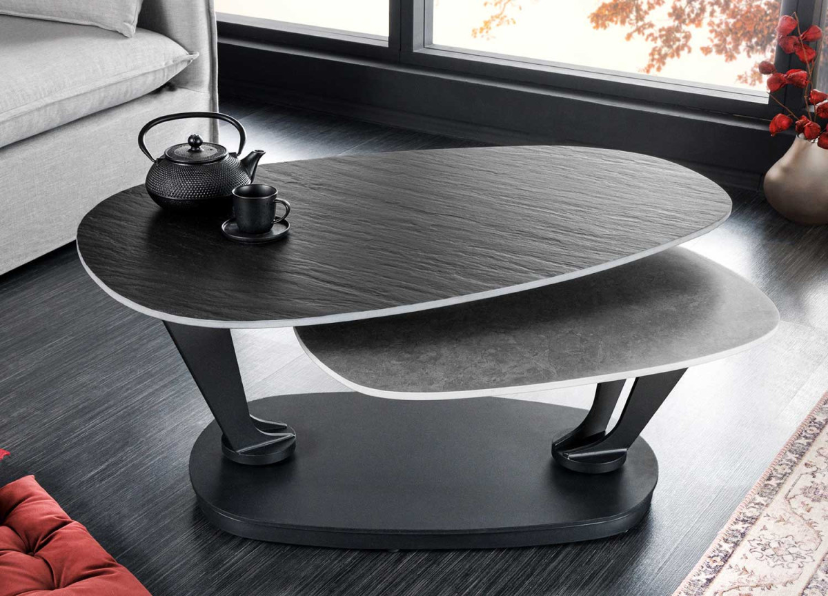 Table basse design rotative modulable en céramique