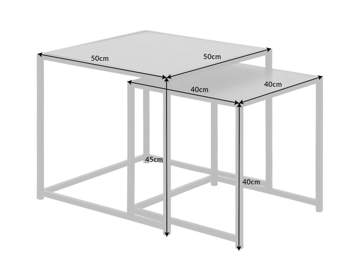 Lot de 2 tables basses carrées en métal noir