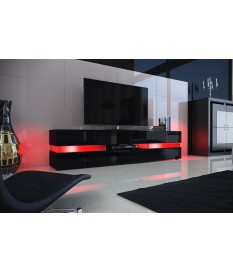 Meuble TV Design Noir Laqué / Éclairage LED