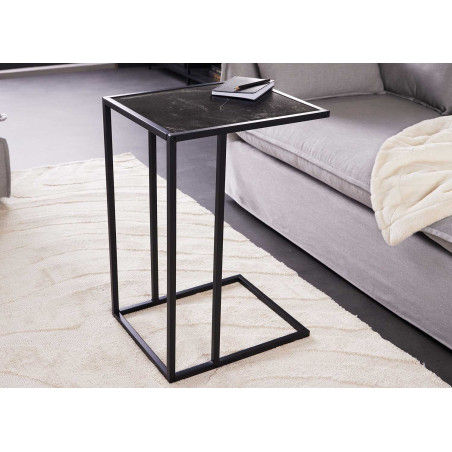 Bout de canapé, Table d'appoint moderne aspect marbre