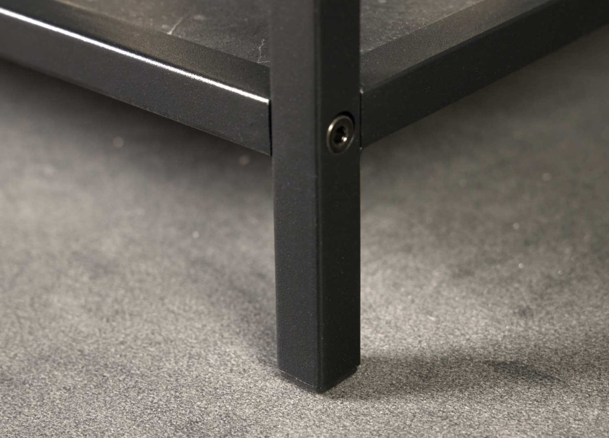 Bibliothèque en métal noir et aspect marbre anthracite
