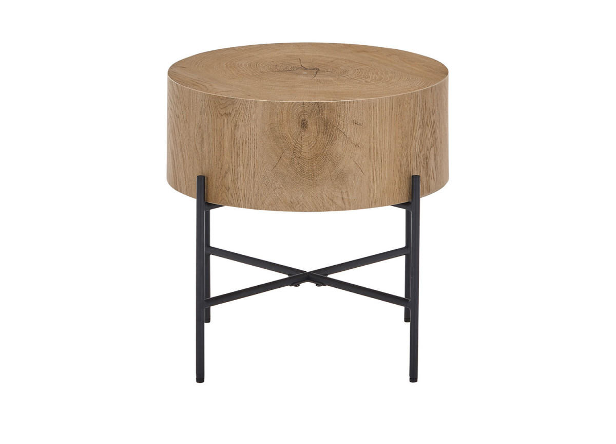 Table d'appoint ronde bois et métal moderne