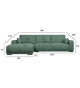 Canapé d'angle grand confort en tissu vert sauge