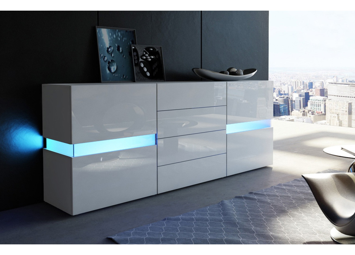 Buffet Blanc Laqué Design / Éclairage LED