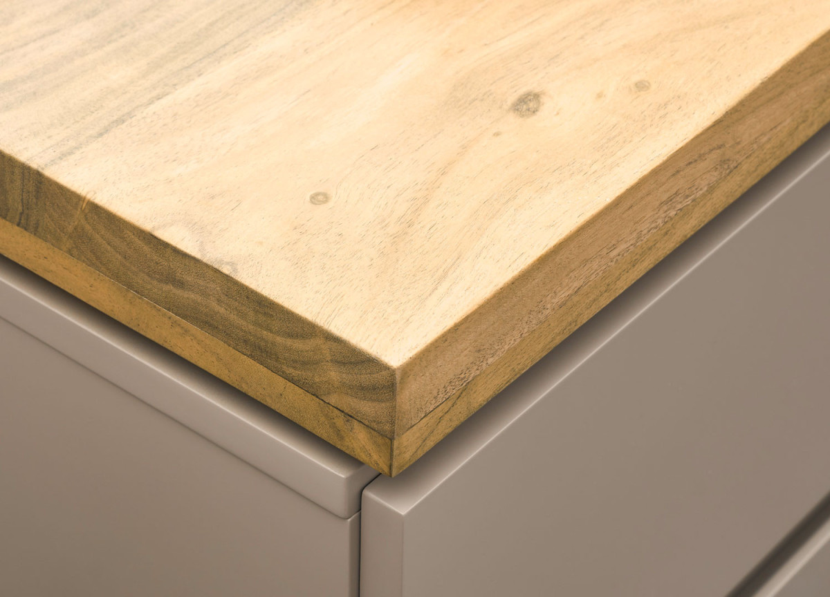 Meuble TV 173 cm gris chaud et acacia massif