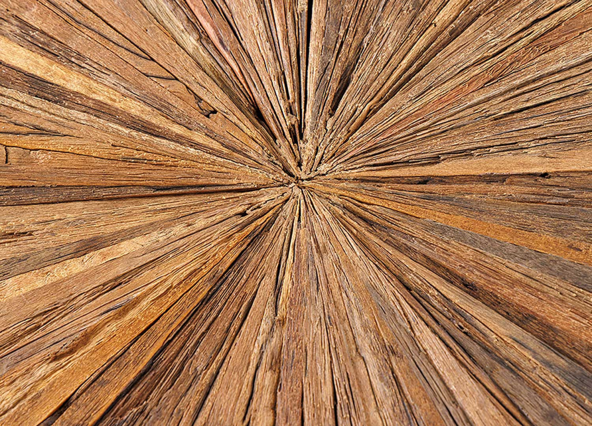 Table à Manger Ronde en Verre et Teck 120 cm