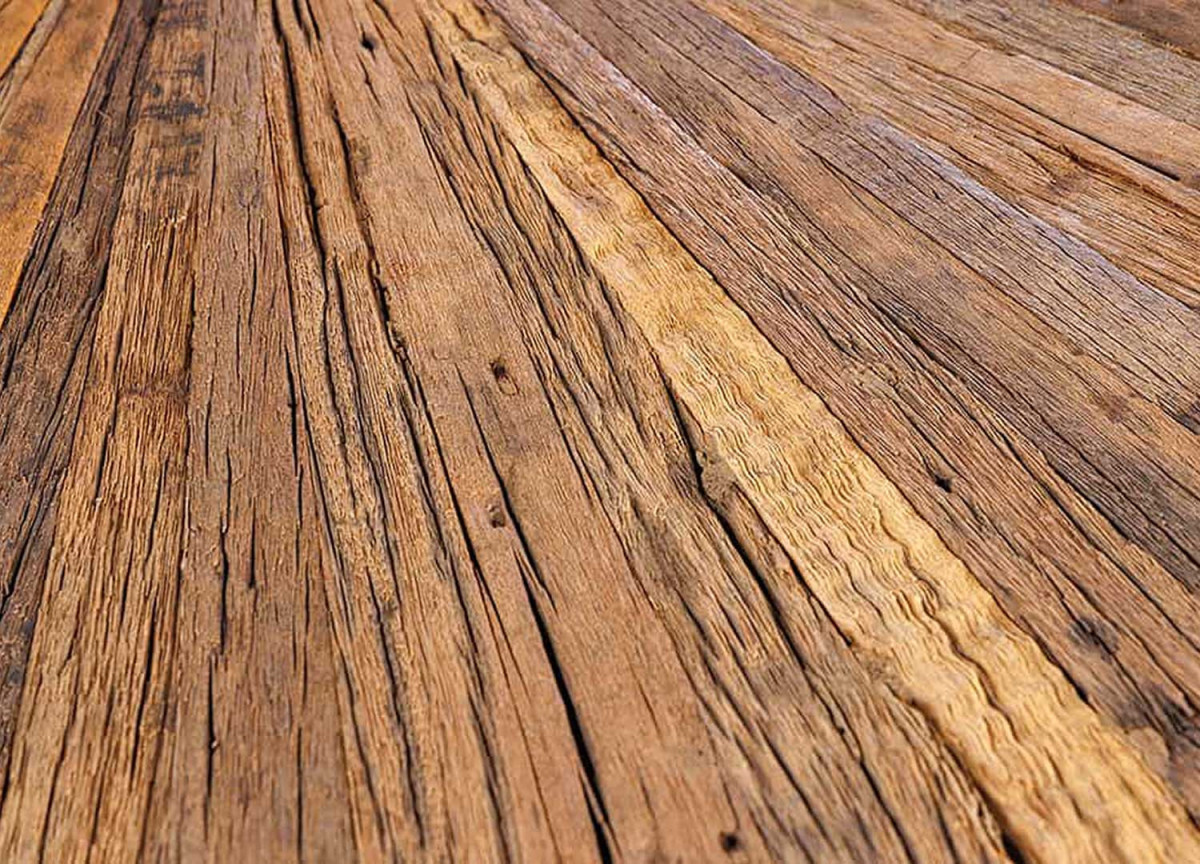 Table à Manger Ronde en Verre et Teck 120 cm