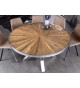Table ronde 120 cm en teck & verre et acier chromé