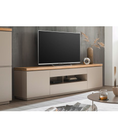 Meuble TV gris chaud et acacia 200 cm