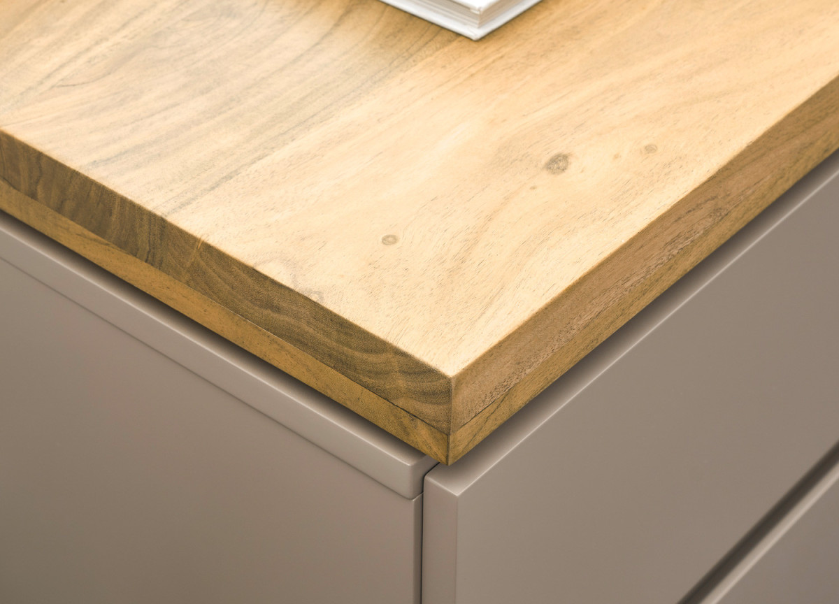 Meuble TV gris chaud et acacia 200 cm