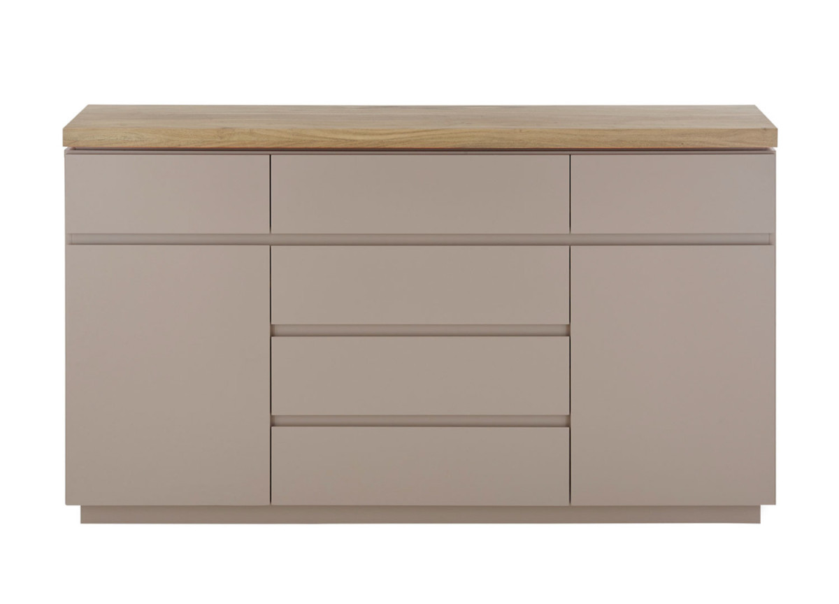 Buffet gris chaud et bois massif