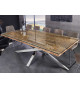 Table rectangulaire 220 cm en teck - verre et acier chromé