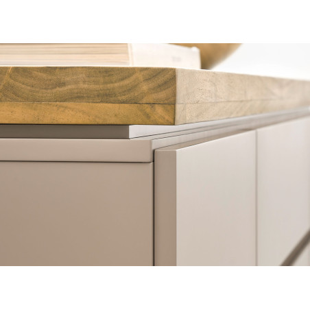 Buffet Moderne 200 cm Couleur Gris Chaud et Bois d'Acacia