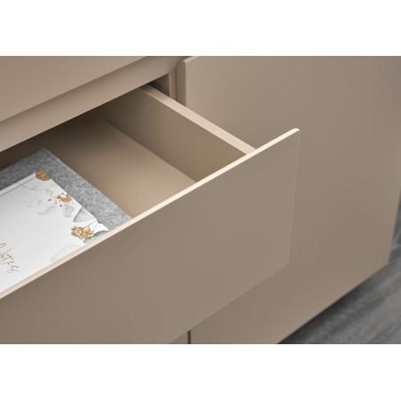 Buffet Moderne 200 cm Couleur Gris Chaud et Bois d'Acacia