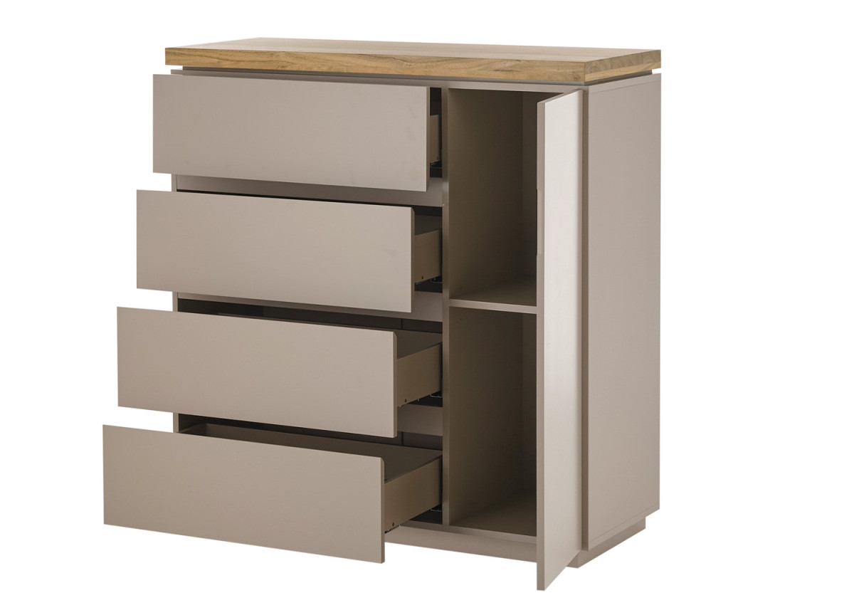 Commode 100 cm 4 tiroirs et 1 porte