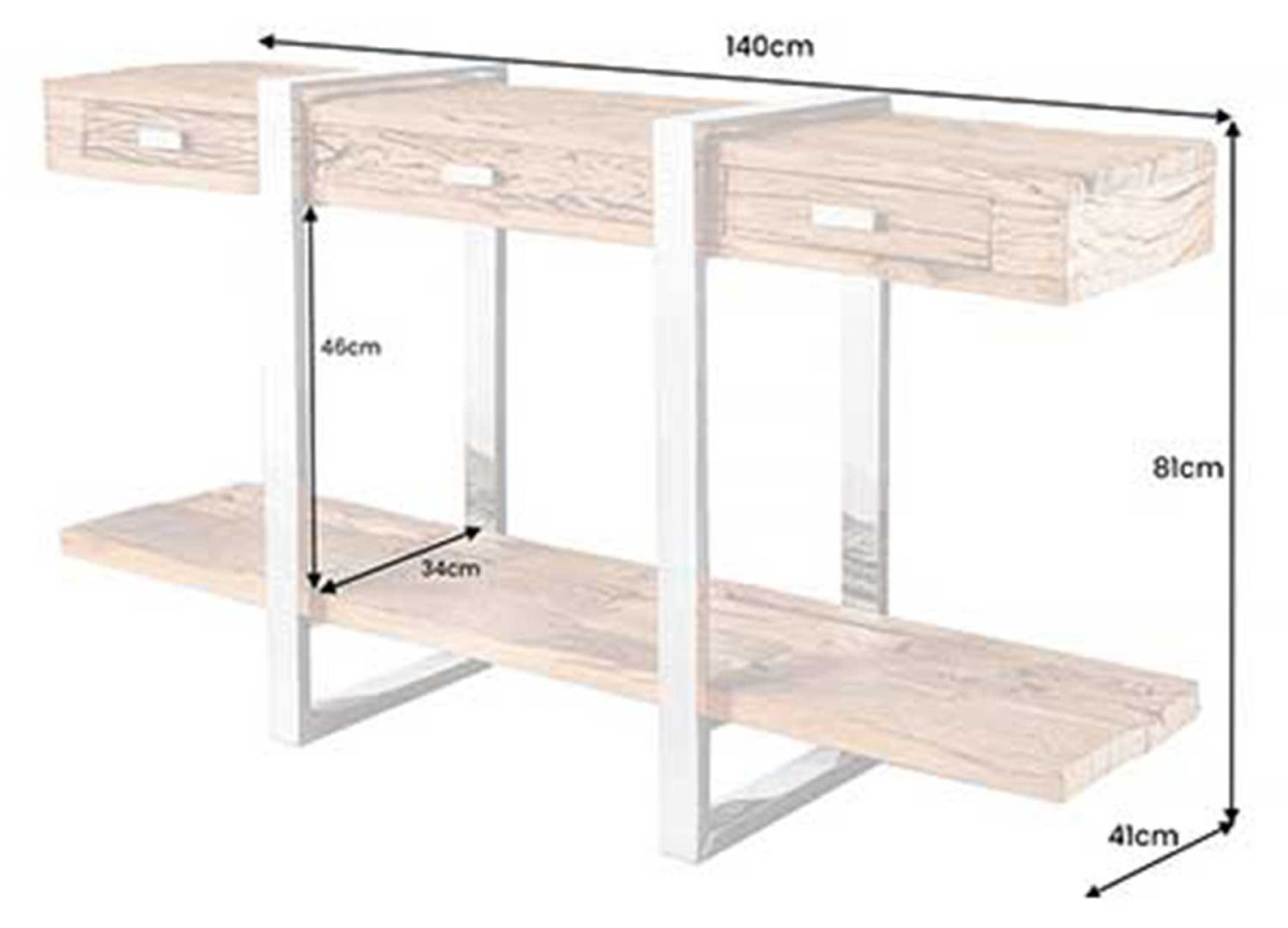 Console design en bois de teck et acier chromé
