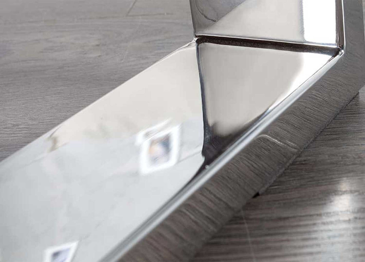 Table Basse en Teck - Verre, Acier Chromé