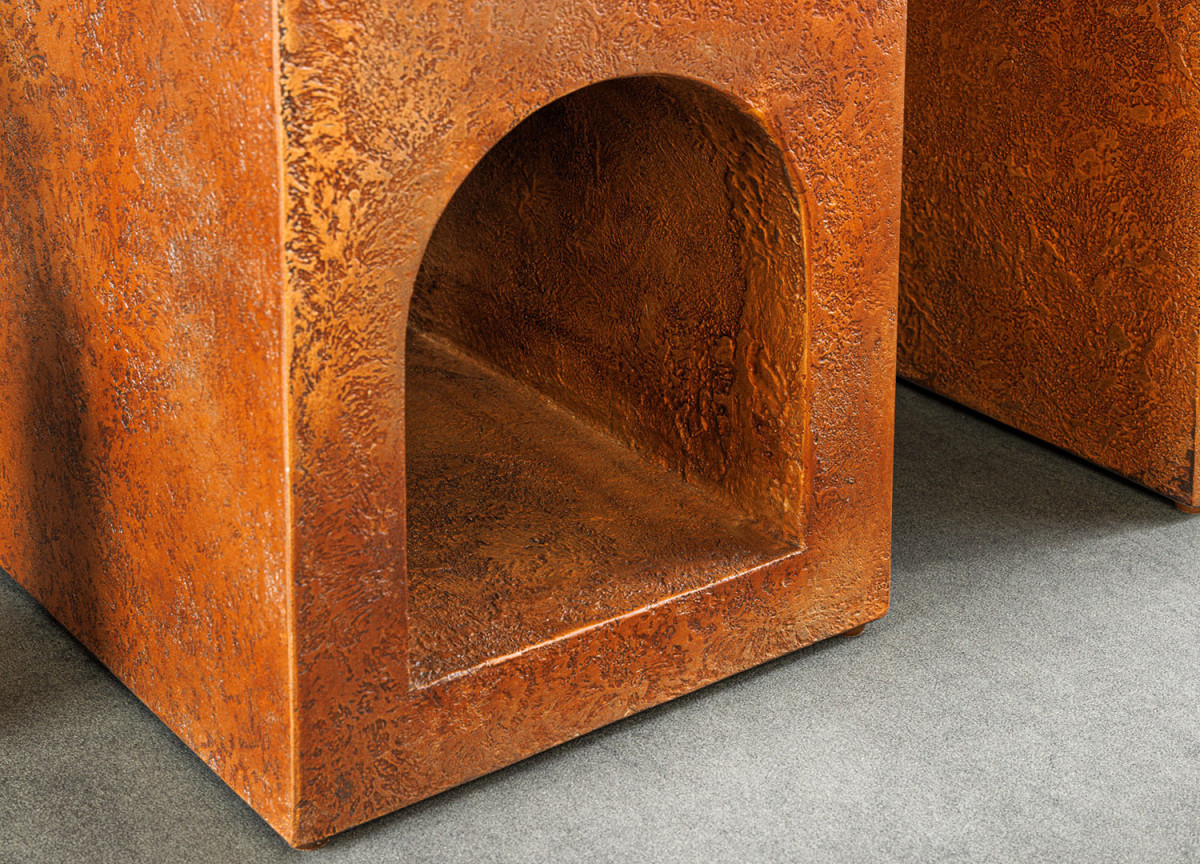Console art contemporain originale cuivré