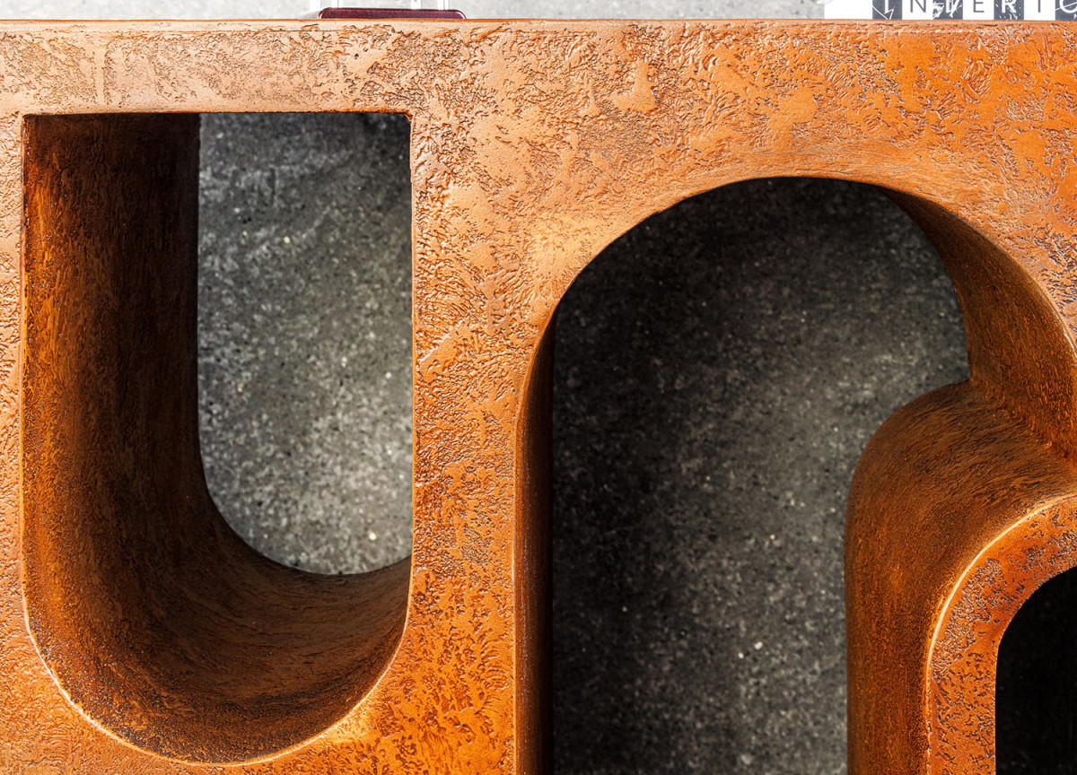 Console art contemporain originale cuivré