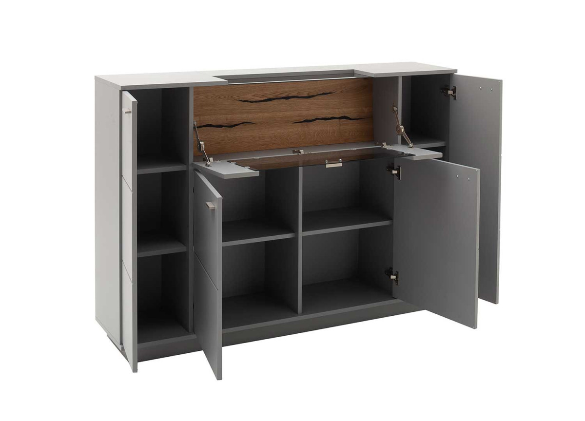 Buffet moderne laqué gris mat et chêne