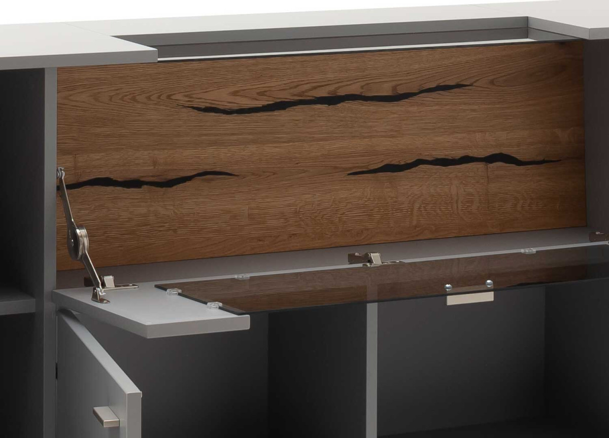 Buffet Haut Moderne Gris Mat et Bois