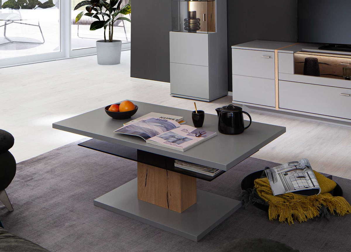 Table basse moderne gris et bois