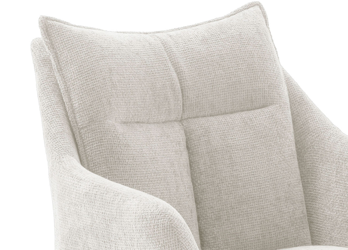Fauteuil rotatif avec repose-pieds tissu crème