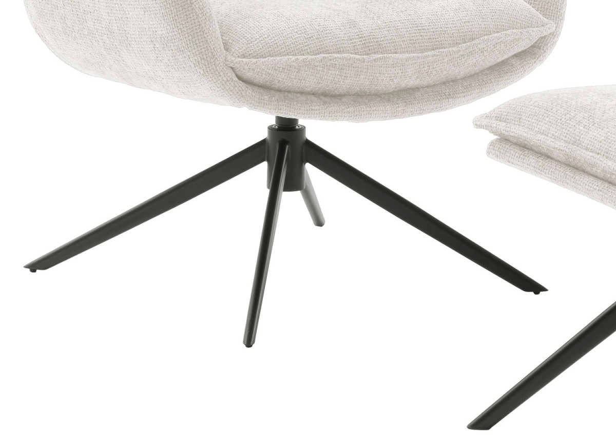 Fauteuil rotatif avec repose-pieds tissu crème