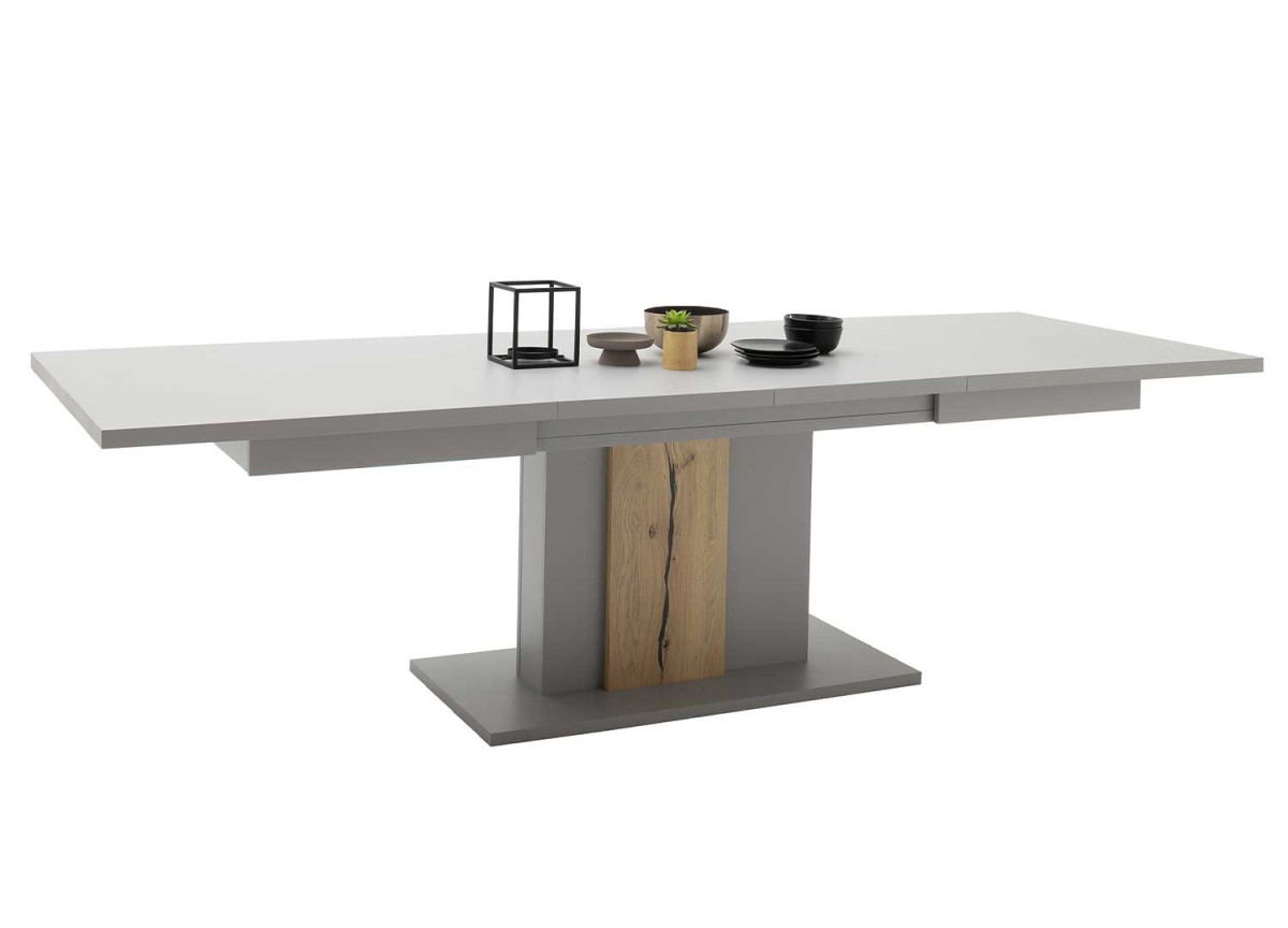 Table design 180-280 cm laqué gris mat & bois