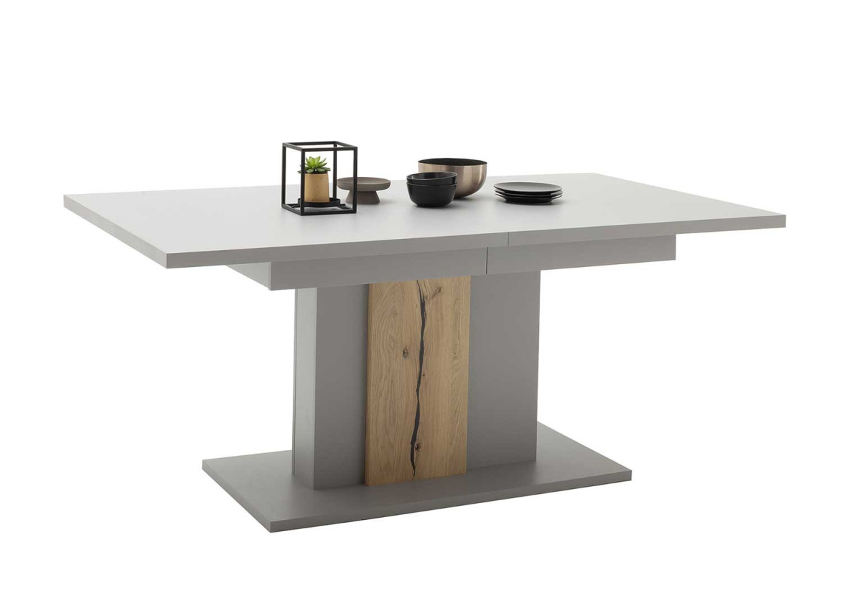 Table design 180-280 cm laqué gris mat & bois