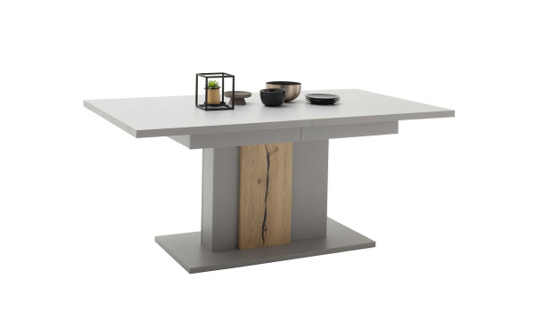 Table design 180-280 cm laqué gris mat & bois