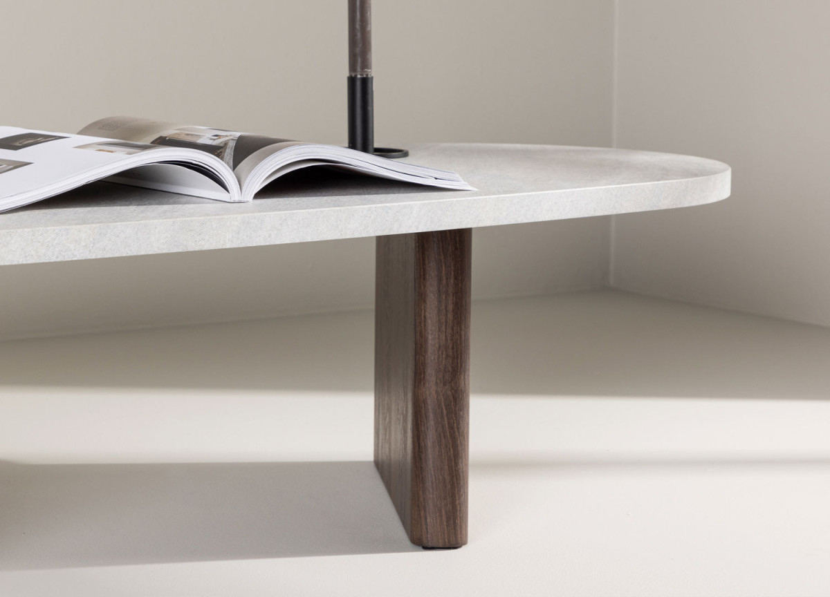 Table Basse Originale Imitation Pierre et Bois Foncé