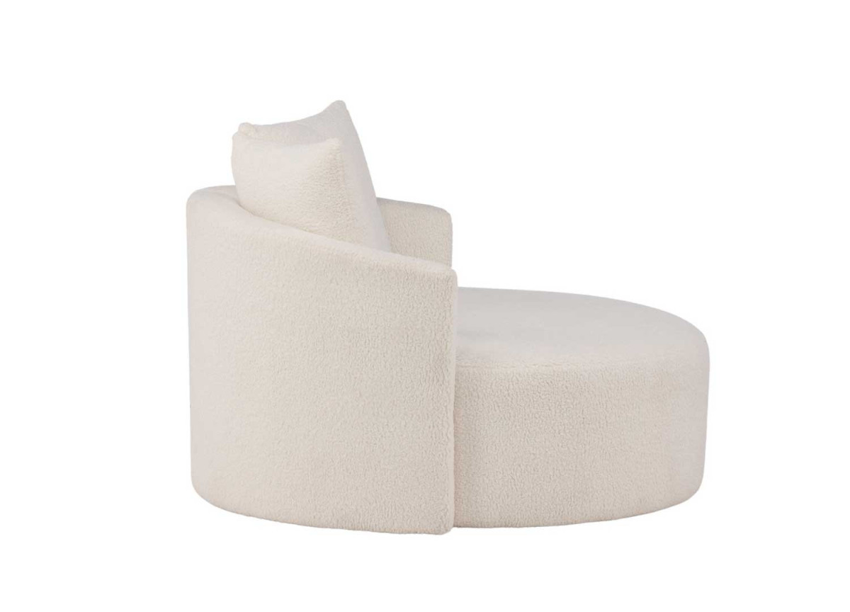 Canapé rond en tissu bouclé blanc