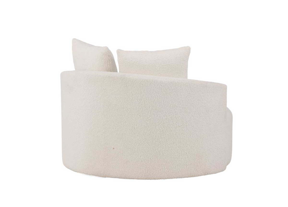 Canapé rond en tissu bouclé blanc