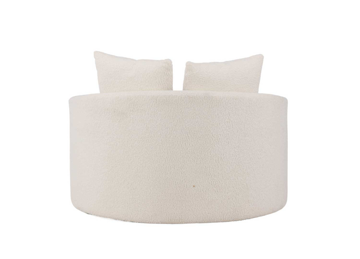 Canapé rond en tissu bouclé blanc