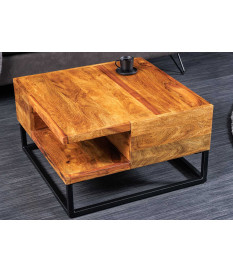 Table basse bois massif carrée 60 cm
