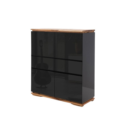 Bahut noir brillant moderne avec bois massif