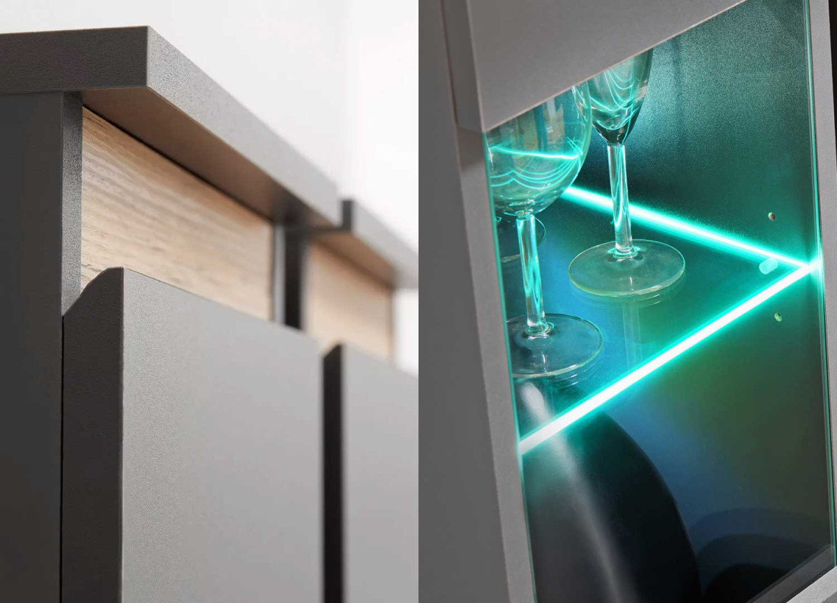 Détail de l'ensemble tv modo avec éclairage led