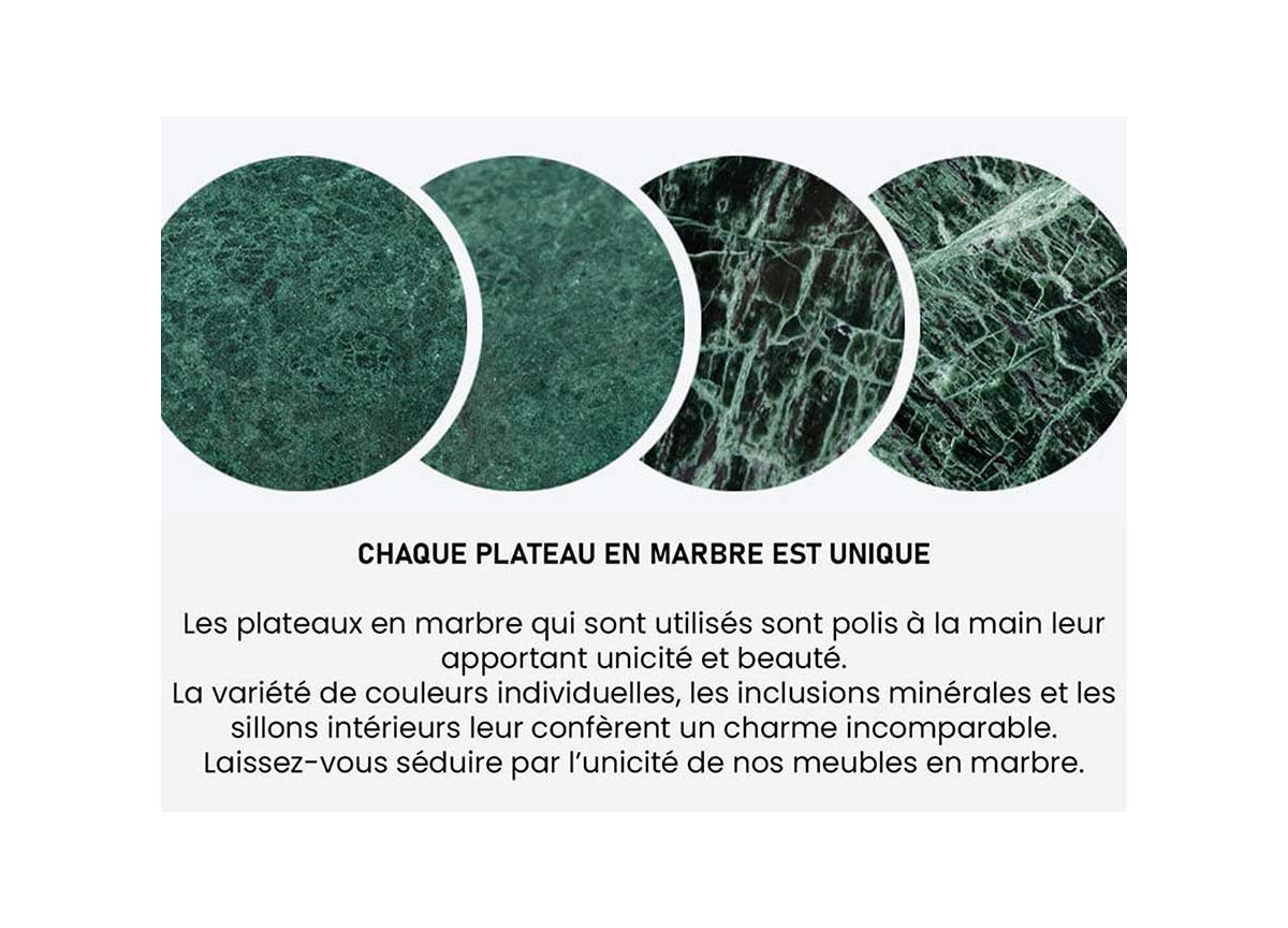Bout de Canapé en Marbre Vert et Métal Doré