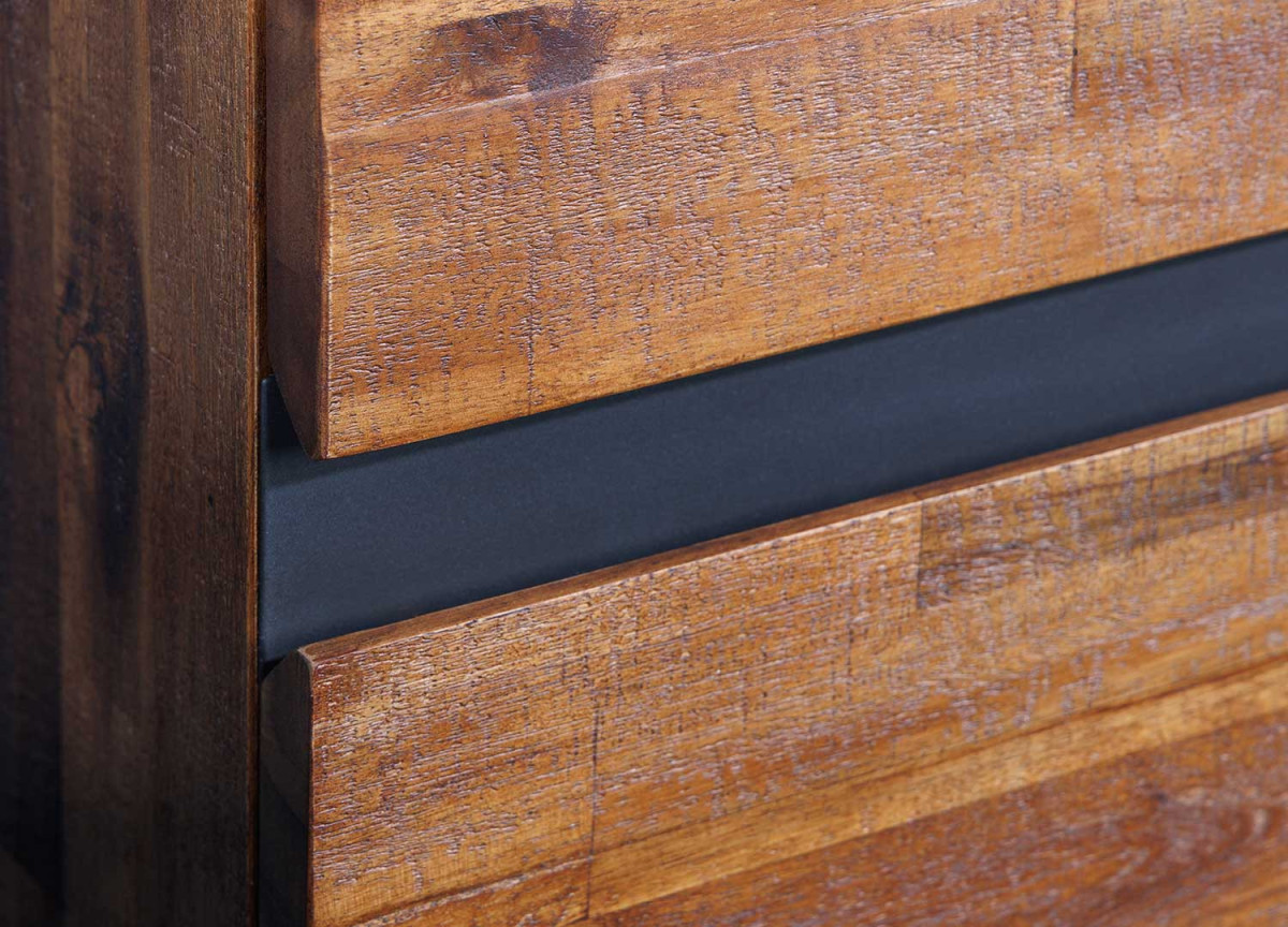 Buffet Industriel Acacia Foncé et Métal Anthracite