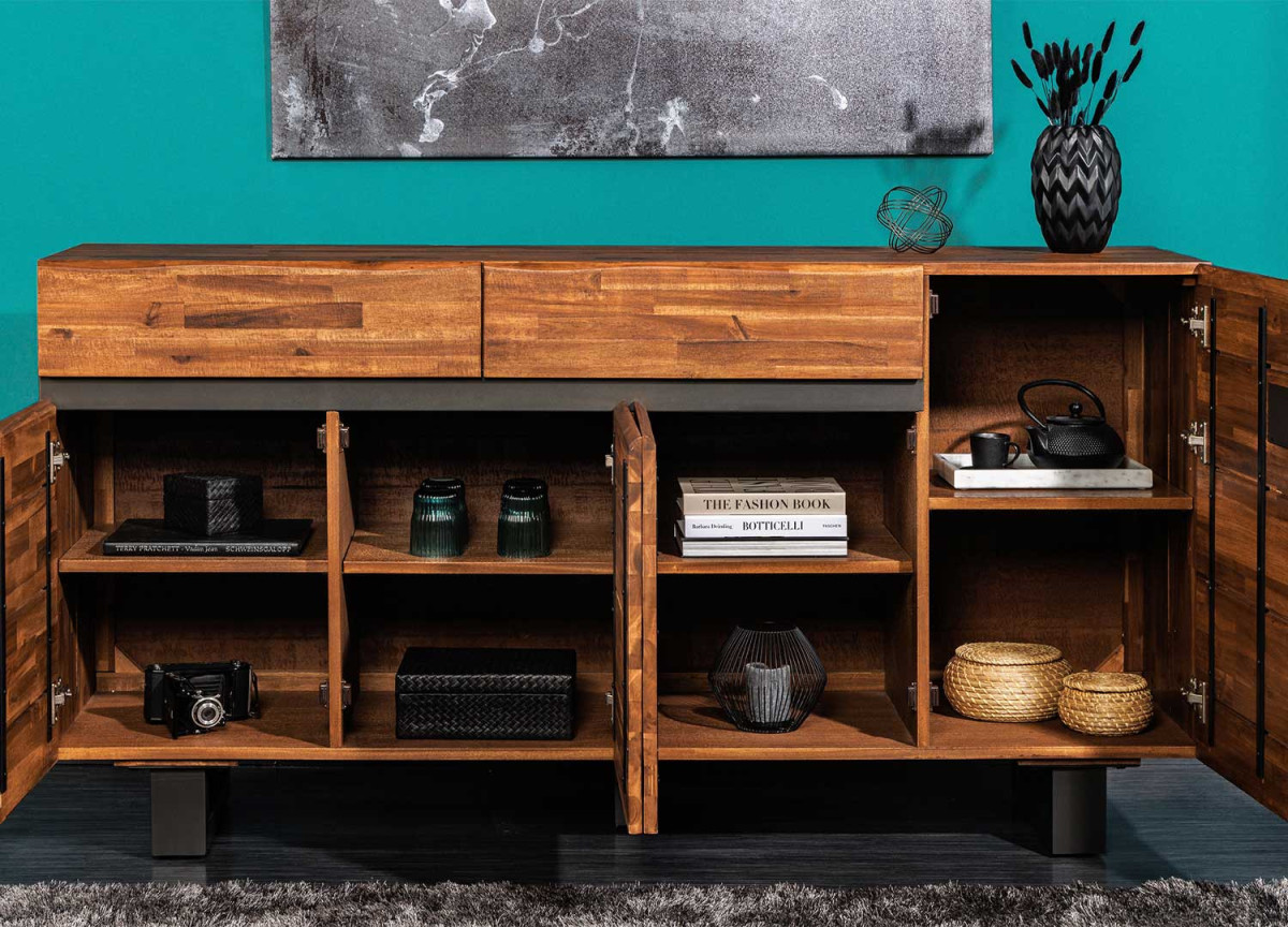 Buffet salle à manger en bois avec portes et tiroirs