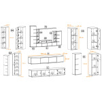 Ensemble TV Living Design Blanc et Noir Laqué - 300 cm
