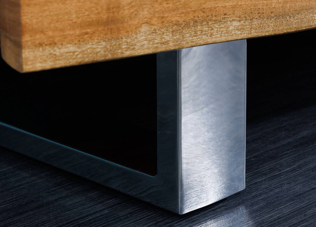 Buffet Moderne Bois Massif et Métal Chromé