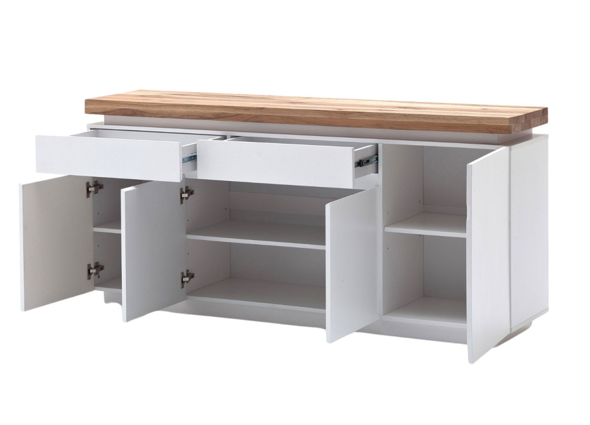 Grand buffet séjour 175 cm blanc et chêne