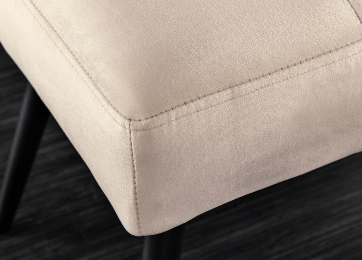 Banc 100 cm velours champagne et métal noir Lilly