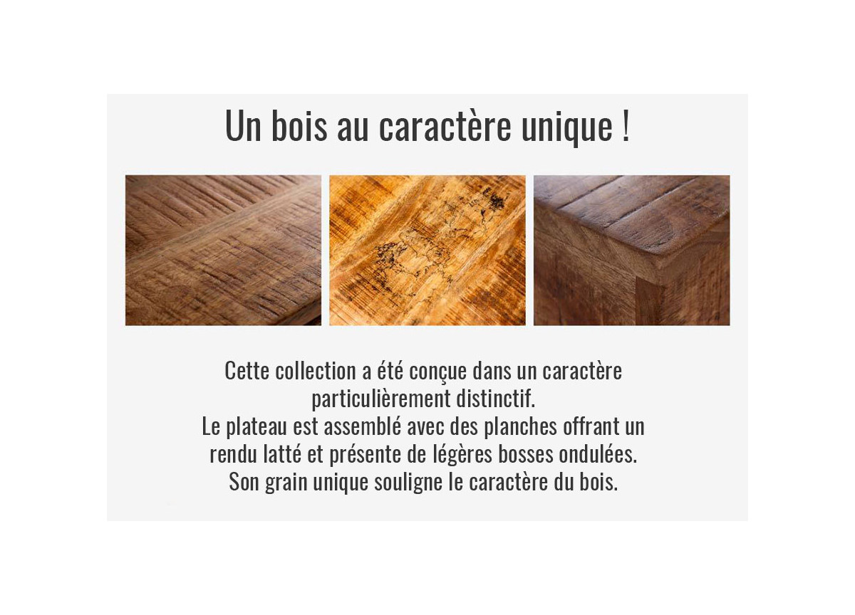 Table de Repas 160 cm Bois et Métal Industriel