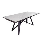 Table de salle à manger moderne céramique marbre blanc avec allonge et pied central design